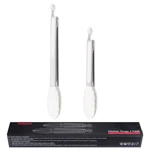 Ship Now - Kitchen Food Tongs Silicone Stainless Steel Set White 9"/12". Fixed Price $10.88.