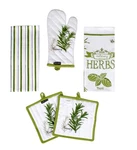 Amour Infini Pot Holders, Oven Mitt And Kitchen Towel 5 Pack, Herb Garden. Fixed Price $30.73.