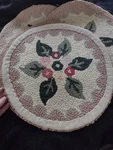 4 Vtg Made Japan Floral Hand Hooked Rug Chair Pads, Round. Fixed Price $84.80.