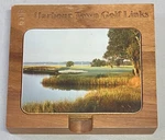 Harbour Town Golf Links Rare 4 Piece Coaster Set With Wood Display Holder Nice!. Fixed Price $34.19.