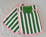 New Kate Spade York Botanical Stripe Pot Holders (set Of 2) Green, Pink. Fixed Price $19.99.