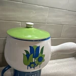 Vintage Japan Funky Floral Crock Fondue Pot Set Oven Proof Stoneware With Lid. Fixed Price $55.50.
