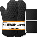 Bpa-free Soft Silicone 4 Piece Oven Mitts & Trivets Set Ultra Hea... Fast Ship. Fixed Price $32.99.