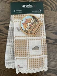 Unnis Kitchen Towels Set Of Country Chickens & Barns 100% Cotton 16" X 24" Nwt. Fixed Price $29.99.