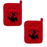 Funny Rooster Pot Holder Set Red Pocket Oven Mitt Chicken Kitchen Decor Gift 9X7. Fixed Price $16.95.