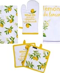 Amour Infini Pot Holders, Oven Mitt And Kitchen Towel 5 Pack, Citrus Splash. Fixed Price $33.63.