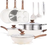 17 Pcs Nonstick Pots & Pans Non-toxic Kitchen Cooking Set With Stay-cool Handles. Fixed Price $66.62.