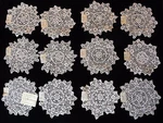 12 Vtg 5 1/2"-6" Hand Made Cotton Lace Doilies New Old Stock 1940'S One Dozen. Fixed Price $6.99.