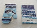 Dolphin Oven Mitt Aprons 100% Cotton High Temperature Heat Kitchen Set. Fixed Price $14.99.