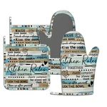 Kitchen Oven Mitts Holders 4 Set Silicone Rules Pothol.... Fixed Price $28.22.