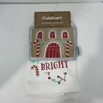 Cuisinart Pot Holder And Kitchen Towel Set Gingerbread House Gift. Fixed Price $8.99.
