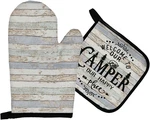 Welcome To Our Camper Camping Rv Kitchen Oven Mitts And Pot Holders Sets, Heat. Fixed Price $23.73.