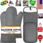 Ultra Heat Resistant Silicone Cooking Gloves & Pot Holders - 4 Piece Gray Set. Fixed Price $50.99.