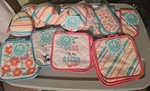 Multicolor Cotton Floral Potholders & Handle Covers Set Of 24HANGING Loop. Fixed Price $16.00.