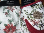 Ralph Lauren Of 2 Oven Mitts Kitchen Towels Christmas Holiday Poinsettias. Fixed Price $28.00.