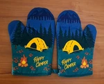 Happy Camper Oven Mitts Set Of 2. Fixed Price $12.00.