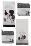 4 Piece Farmer's Market Country Kitchen Linen Set - 2 Towels And Pocket Mitts. Fixed Price $17.99.