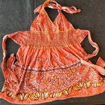 Anthropologie Halter Apron Nwt Floral Peach Ruffle Cotton One Size Kitchen. Fixed Price $32.99.
