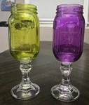 Redneck Mason Jar Wine Cocktail Glass Lot Of 2 Yellow Purple Drink Fun Gift Set. Fixed Price $15.99.