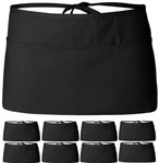 12 Pack - Black Server Waist Aprons, Waitress Half. Fixed Price $103.27.