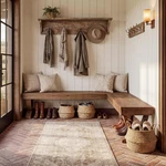 Shaped Solid Wood Corner Bench, 55-INCH Farmhouse Breakfast Nook Dining. Fixed Price $179.99.