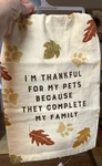 2 Primitives By Kathy Kitchen Towels Thankful For My Pets Fall Paw Print. Fixed Price $12.99.