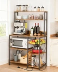 5 Tier Bakers Rack W/ Power Outlets Metal Pegboard Home Storage Shelf Organizer. Fixed Price $91.72.