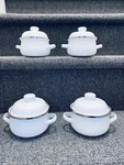 X4 Lot Golden Rabbit White Set Enamelware Small Soup Pots Little For Metal. Fixed Price $29.99.