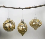 Creative Co-op XM5118A Glass Ornament Pearls Gold Glitter Set Of 3. Fixed Price $32.39.