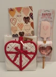 Kay Dee Kitchen Chef's Red & White Love Apron Heart Potholder Valentines+ More. Fixed Price $20.00.