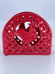 Red Rooster Cast Iron Open Lattice Napkin Letter Holder Grant Howard 51095. Fixed Price $14.84.