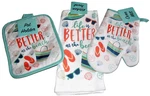 Coastal Towel, Oven Mitt & Pot Holder Set Life Is Better At The Beach. Fixed Price $11.69.