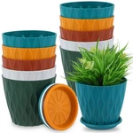 10 Pack 6 Inch Plant Pots With Drainage Hole And Tray Saucer Plastic Flower P.... Fixed Price $46.44.
