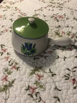 Vintage Japan Funky Floral Crock Fondue Pot Set Oven Proof Stoneware With Lid. Fixed Price $31.50.