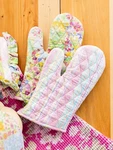 April Cornell Garden Collage Oven Mitt Set Of 2 Pastel Floral & Stripe. Fixed Price $37.80.