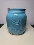 Ceramic Ideal Mason Jar Utensil Crock Antique Red 6 1/2 Tall By Home Essential. Fixed Price $21.00.
