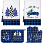 Leinuosen 6 Pieces Christmas Kitchen Set Dish Hand Towels Pot Holders Ove.... Fixed Price $19.86.