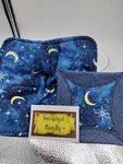6108 Microwaveable Bowl Potholder Moons And Stars Blue +mug Mat Celestial. Fixed Price $34.99.