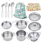 Yellora Kitchen Play Set Tin Pots Pans Holder Utensils Creative Fun Age 3+. Fixed Price $24.00.