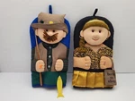 Hot King (set Of 2) '3D Fisherman & Born Shop Lady' Padded Oven Mitts. Fixed Price $23.99.
