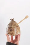 Handmade Studio Pottery Ceramic Honey Wooden Dipper Set. Fixed Price $38.00.