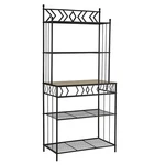Kitchen Bakers Rack Black Metal With Marble Finish Top. Fixed Price $272.51.