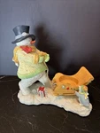 Russ Ice Sculptures Snowman Sleigh Tealight Holder Winter Decor Vintage. Fixed Price $16.99.