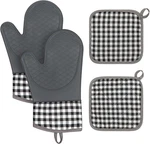 Plaid Oven Mitts And Pot Holders 4-PIECE Set, Gloves Heat Resistant W. Fixed Price $25.99.