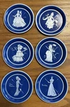 Vintage Tin Litho Metal Drink Bar Coasters Set Of 6 Lady Fancy Dresses Blue. Fixed Price $9.99.