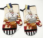 Set 2 Fabric Printed Kitchen Oven Mitts Mittens Italian Chef Cooking Bread. Fixed Price $15.99.