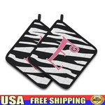 Zebra Stripe Pink Pot Holders Pair Insulated Fabric Kitchen Trivets Fun Gift New. Fixed Price $28.17.