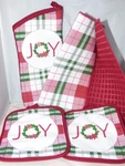 Holiday 'joy' Oven Mitt / Pot Holders Placemat Set. Fixed Price $14.95.