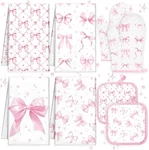 8 Pcs Pink Bows Towels Pot Holders And Oven Mitt Set Coquette Kitchen.... Fixed Price $24.07.