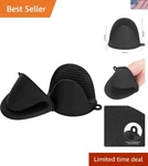 Heat-resistant Black Silicone Oven Mitts Set Safe Gripping For Kitchen Tasks. Fixed Price $14.39.